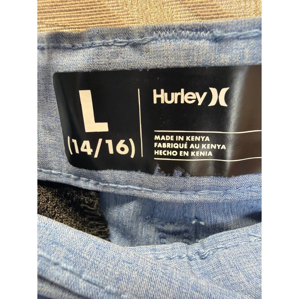 Hurley Boys Hybrid Walk Shorts Blue Heather Size L 14/16 Adjustable Waist